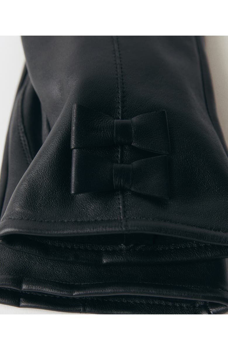 MANGO Leather Bow Gloves, Alternate, color, 