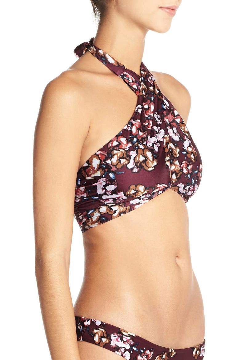 Beach Riot 'Jini' Halter Bikini Top, Alternate, color, CRIMSON FLORAL