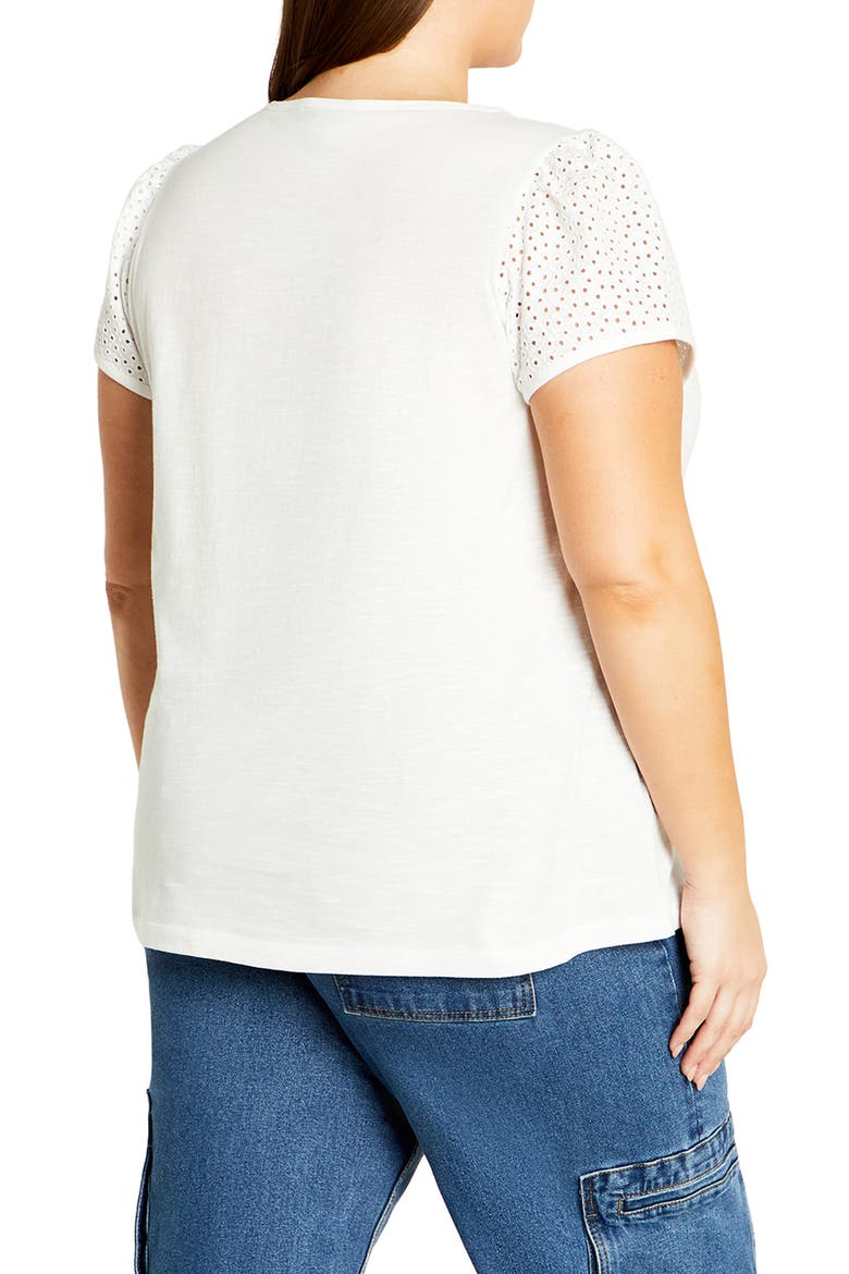 Linny Eyelet Puff Sleeve Cotton Top, Alternate, color, WHITE