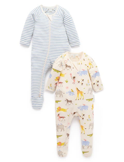 2 Pack Basics Printed Zip Footie Unisex