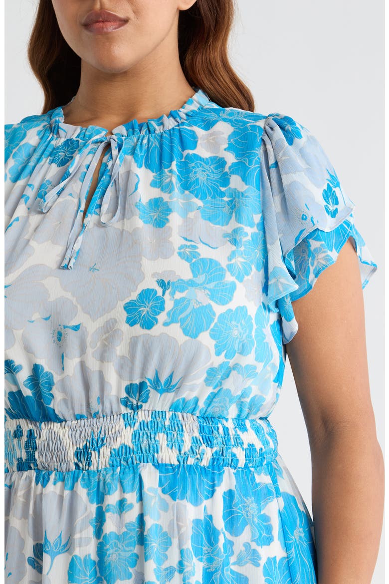 Kerela Floral Bumble Ruffle Dress, Alternate, color, WHITE-BLUE-COMBO