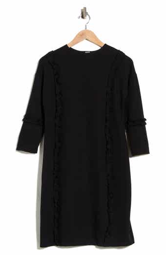 Long Sleeve Ruffle Trim Knit Dress