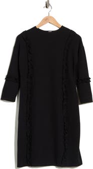 GO COUTURE Long Sleeve Ruffle Trim Knit Dress