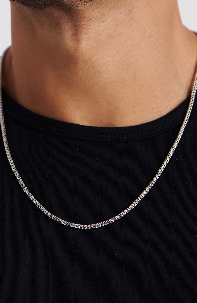 DEVATA Gender Inclusive Sterling Silver Dragon Bone Round 2.5mm Chain Necklace, Alternate, color, 