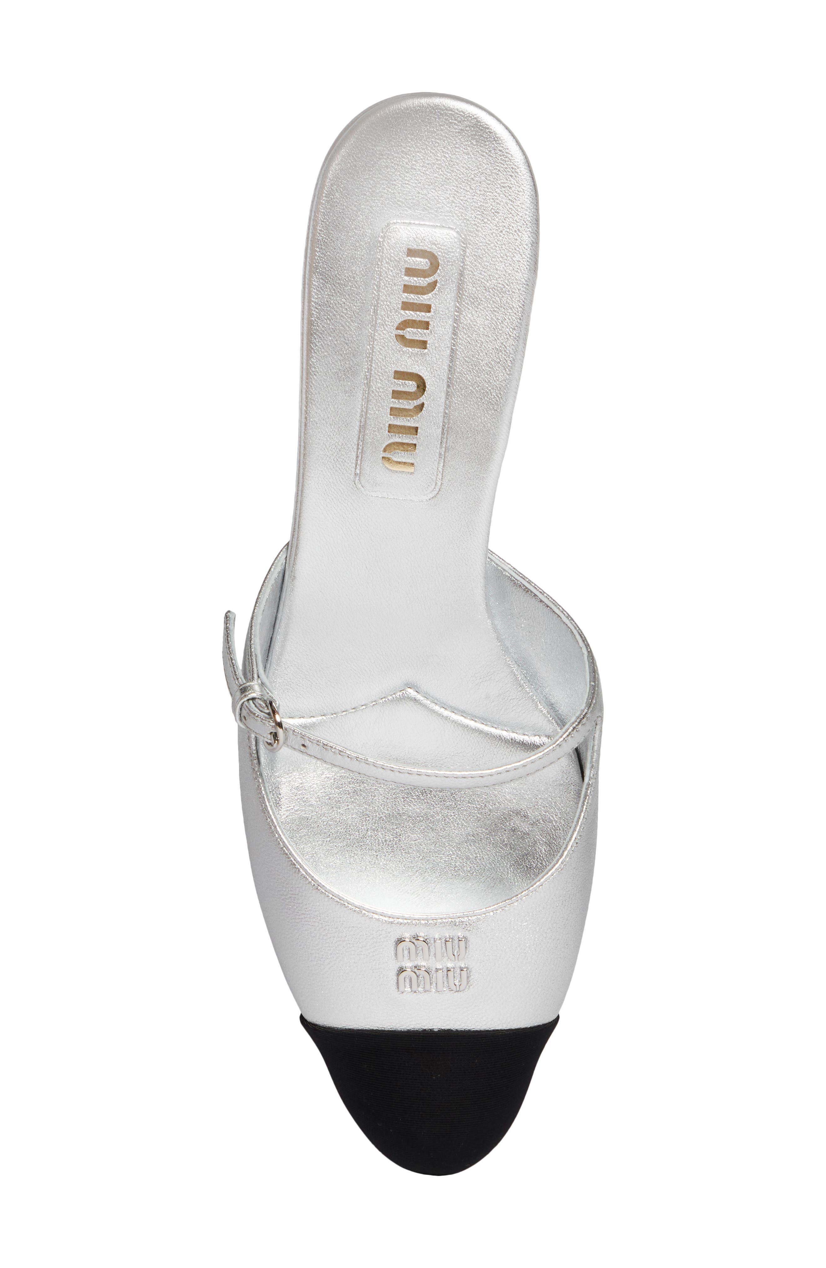 Sabot Mary Jane Cap Toe Mule, Alternate, color, SILVER/ BLACK