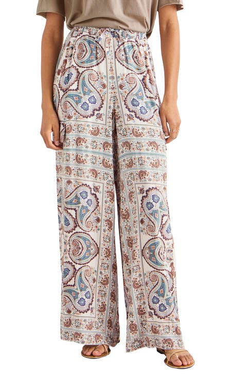 Venice Scarf Print Wide Leg Cargo Pants