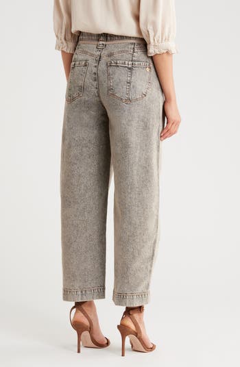 Tie Waist Ankle Barrel Leg Jeans