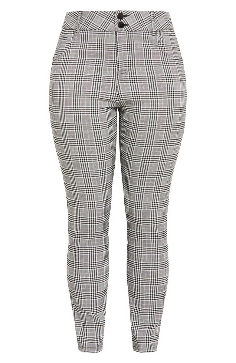 City Chic Bengaline Check Skinny Leg Pants, Alternate, color, Black Check