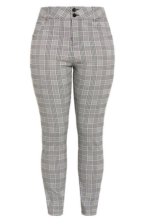 City Chic Bengaline Check Skinny Leg Pants In Black