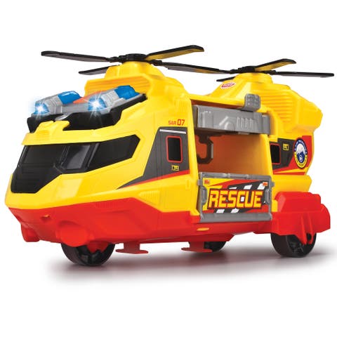 Rescue Helicopter Yellow & Red 11" Light & Sound Toy Vehicle,3+