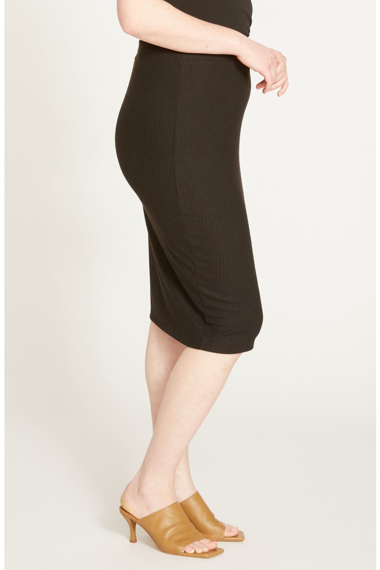 Rib Knit Pencil Skirt, Alternate, color, BLACK