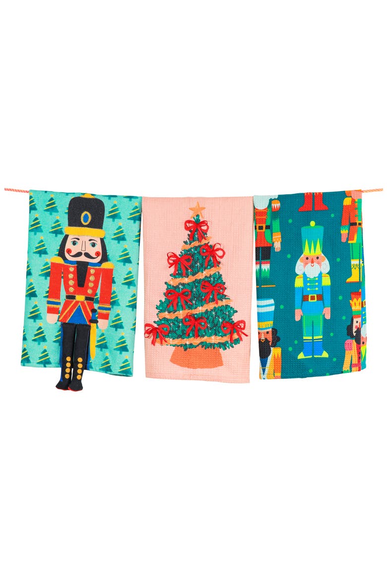 The Nutcracker Suite Set of 3 Kitchen Towels, Main, color, BLUE