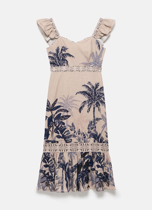 Mint Velvet Palm Print Column Midi Dress