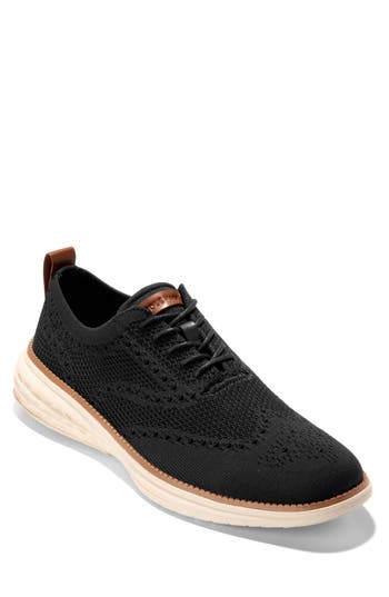 Cole Haan Grand Hurrion Stitchlite Wing Oxford In Black/ivory/british Tan