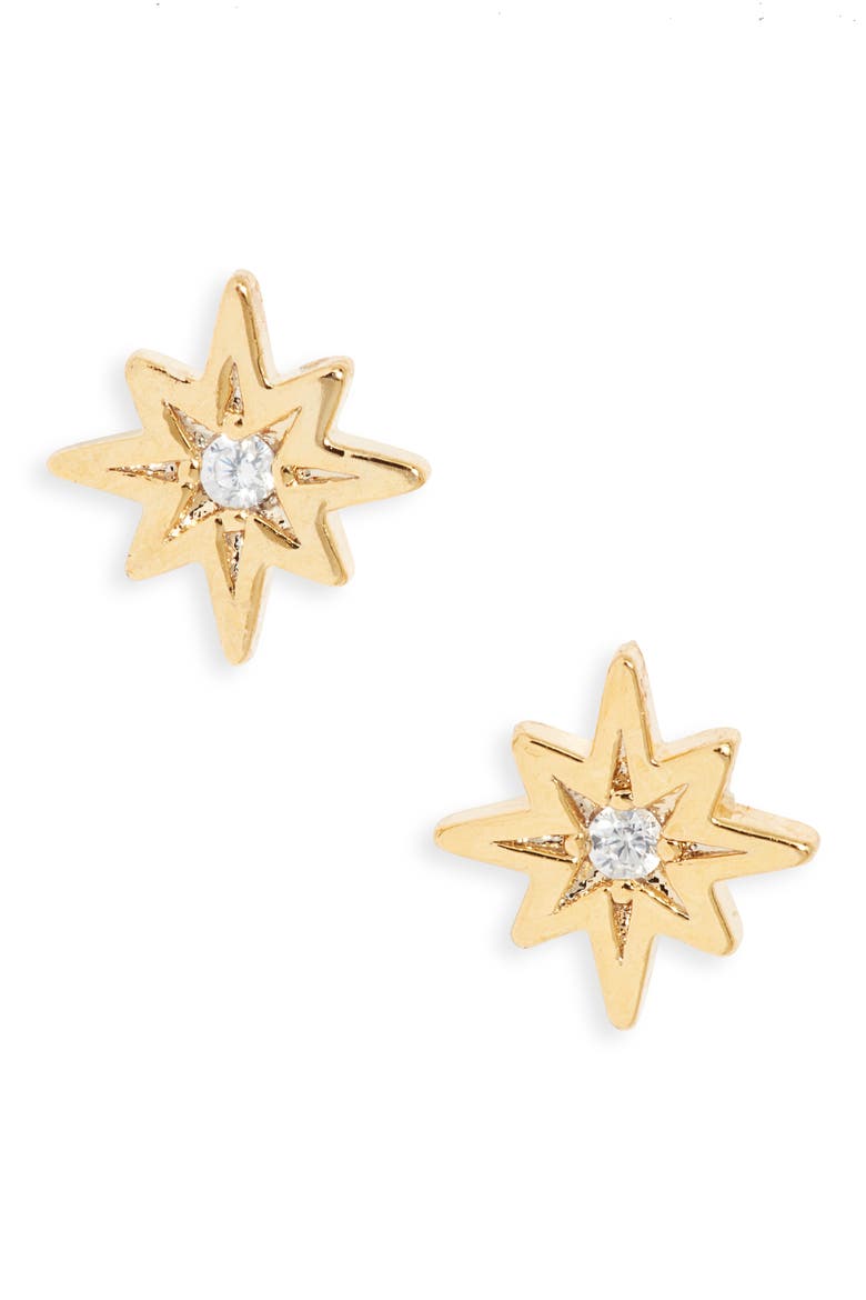 North Star Stud Earrings, Main, color, GOLD