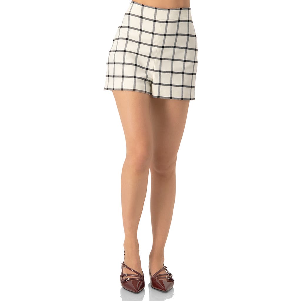 Ivonne Check High-waisted Tailored Shorts In Brown