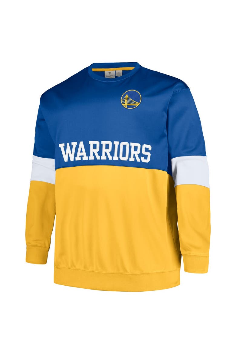 Men's Fanatics Branded Royal/Gold Golden State Warriors Big & Tall Split Pullover Sweatshirt, Alternate, color, Royal