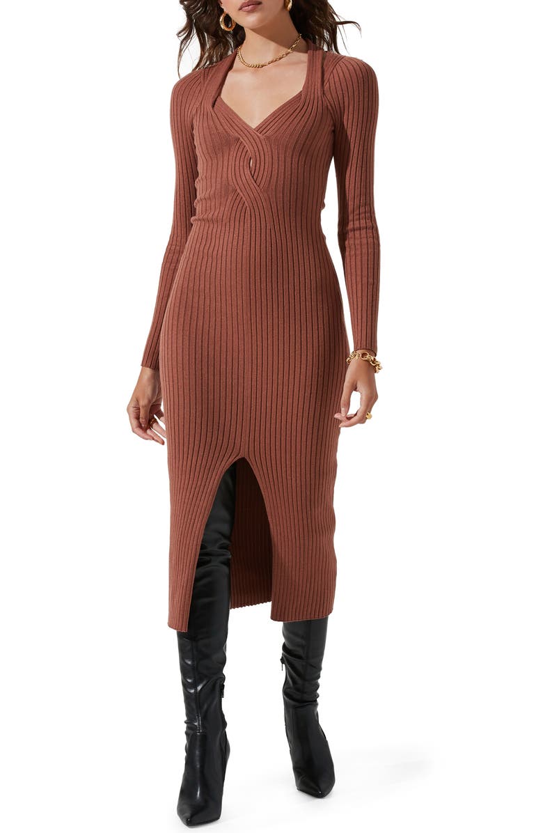 ASTR the Label Twist Front Long Sleeve Sweater Dress, Main, color,