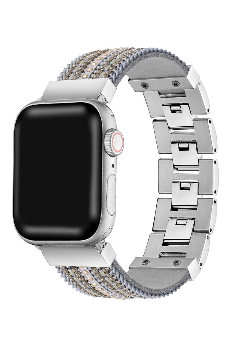 Beaded Apple Watch® Bracelet Watchband, Main, color, SILVER