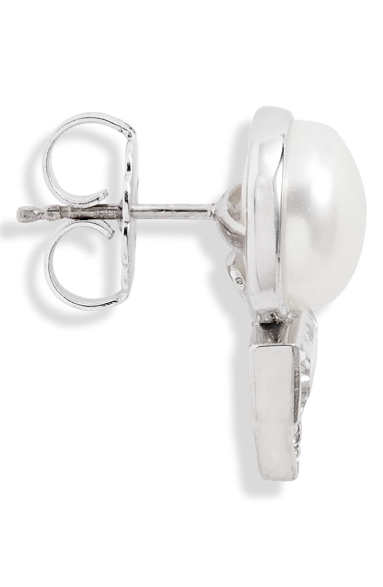 Anzie Cleo Baguette Topaz & Pearl Stud Earrings, Alternate, color, 