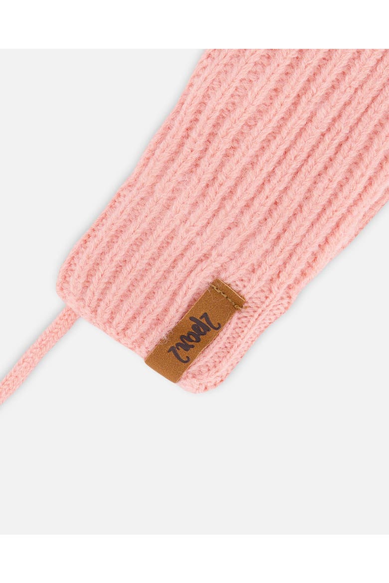 Baby Girl's Knitted Mittens With String Pink, Alternate, color, Strawberry Ice