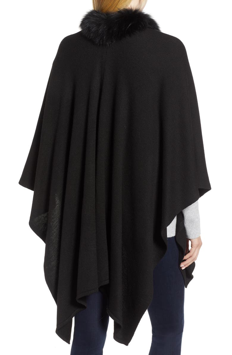La Fiorentina Wool Blend Wrap with Genuine Fox Fur Trim, Alternate, color, 