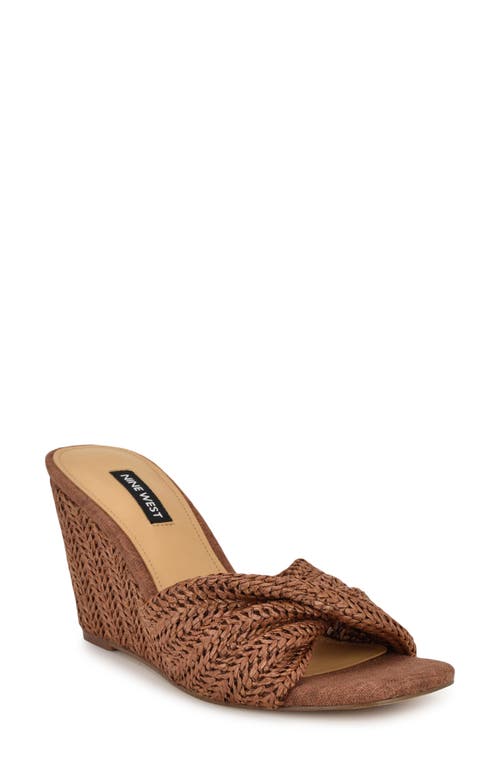 Shop Nine West Nikhil Wedge Sandal In Medium Brown