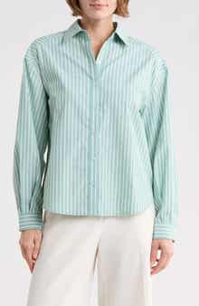 Nanette Lepore Stripe Embellished Button-Up Shirt