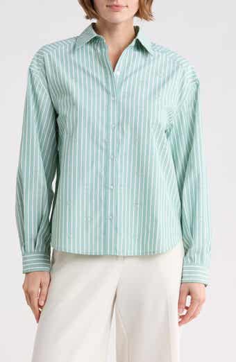 Nanette Lepore Stripe Embellished Button-Up Shirt