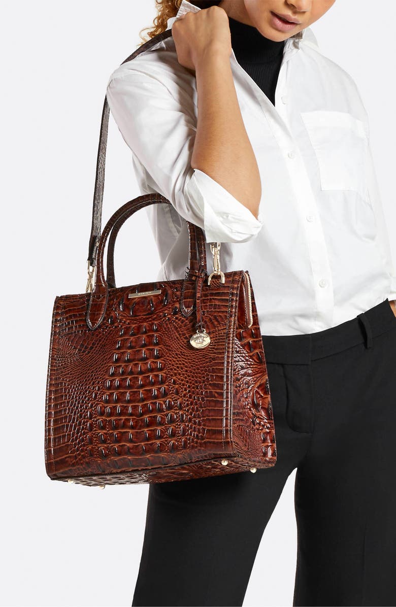 Brahmin Caroline Croc Embossed Leather Satchel, Alternate, color,