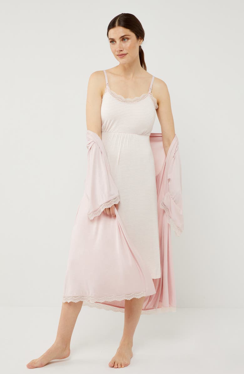 A PEA IN THE POD Nightgown & Robe Maternity/Nursing Set, Alternate, color,