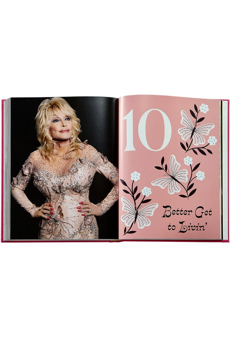 Dolly Parton Behind the Seams My Life in Rhinestones Leather Coffe Table book, Alternate, color, PINK