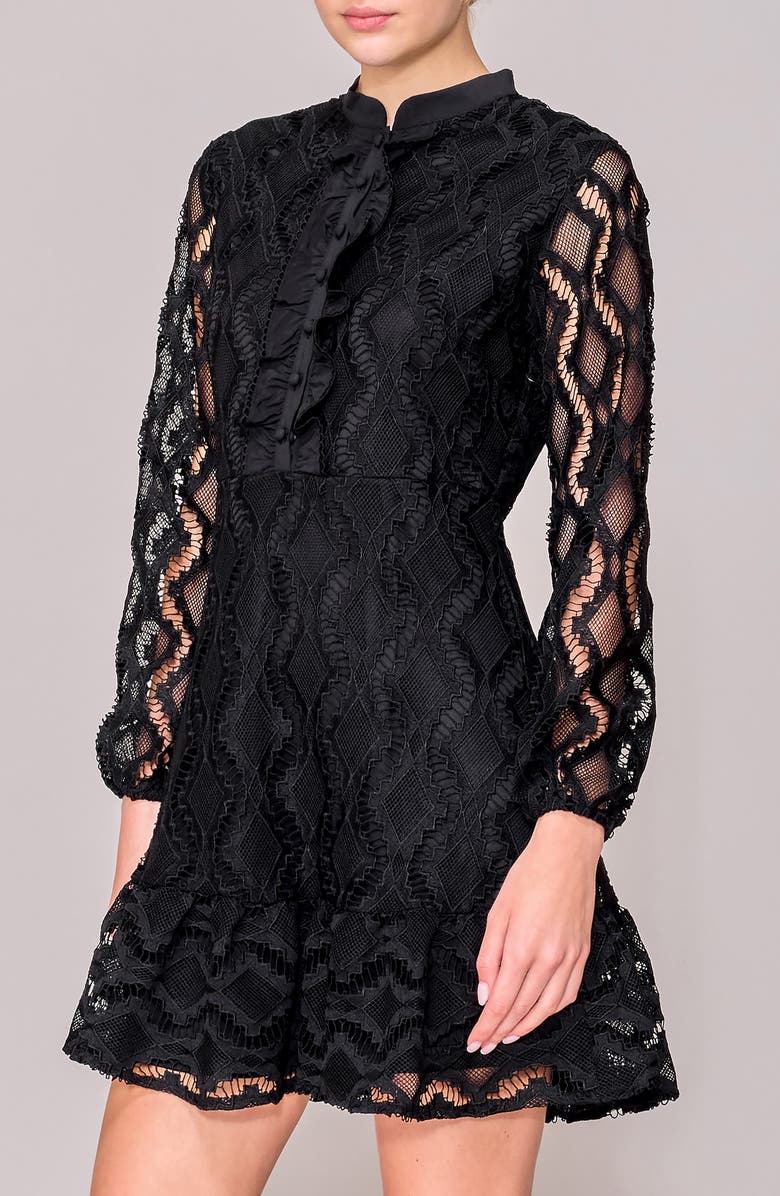 MELLODAY Long Sleeve Lace Minidress, Alternate, color,