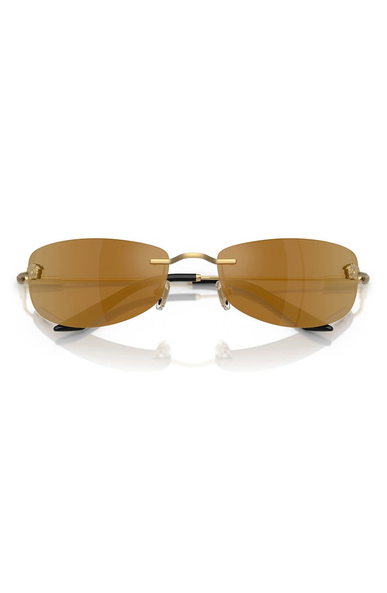 Versace 60mm Rectangle Sunglasses, Alternate, color, Gold