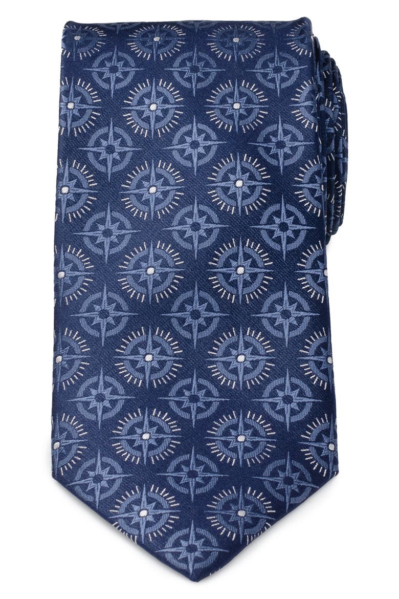 Compass Hidden Message Silk Tie, Main, color, BLUE