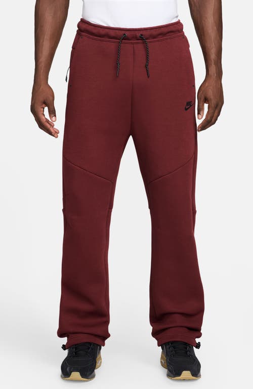 Nike Tech Fleece Open Hem Sweatpants In Burgundy