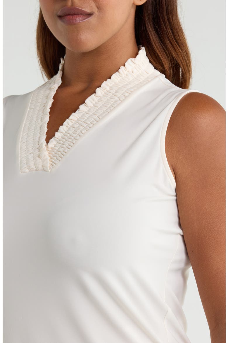 Smocked V-Neck Tank, Alternate, color, WHITE DOVE