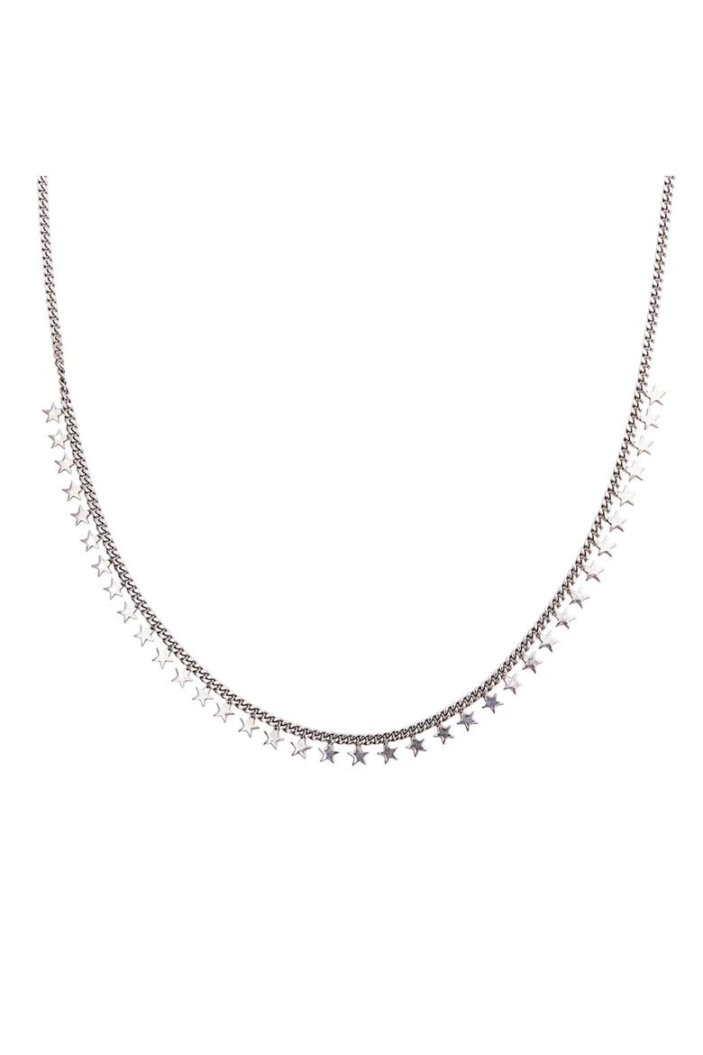 Multiple Star Sterling Silver Station Necklace, Main, color, Silver