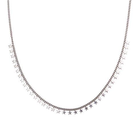 Multiple Star Sterling Silver Station Necklace