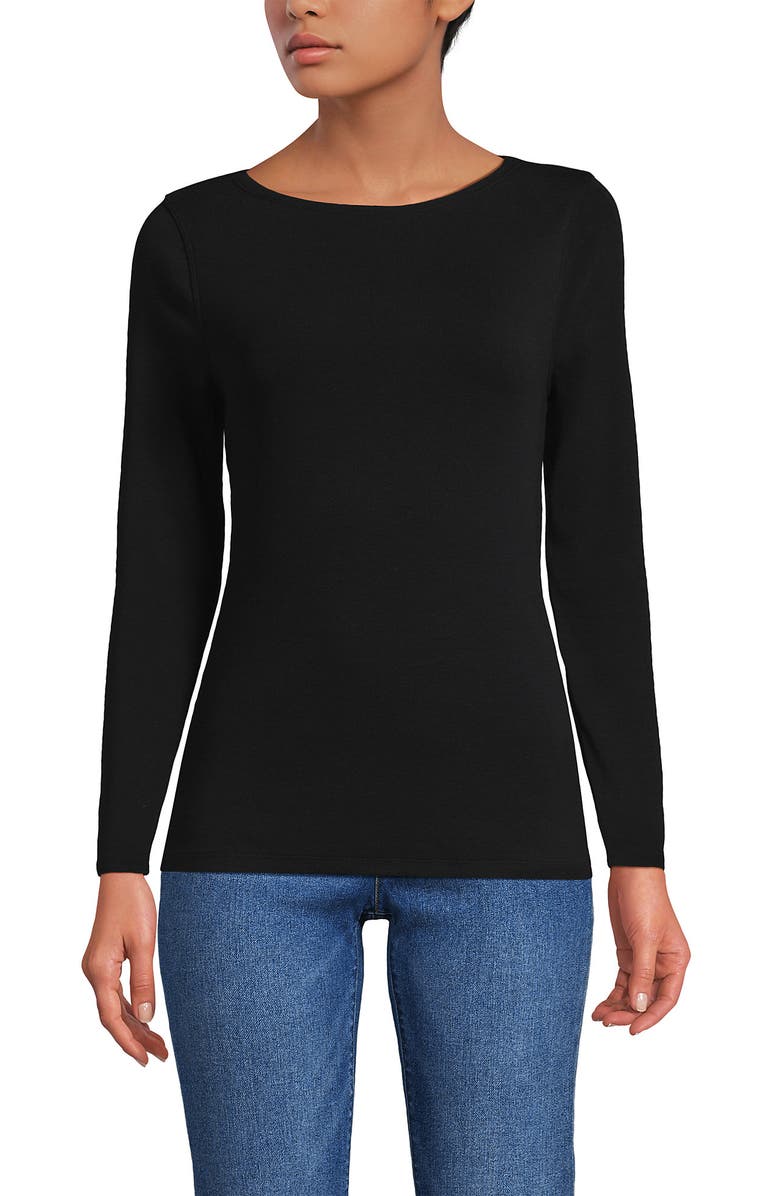 Lands
 End Long Sleeve Polished Essentials Boatneck Top, Main, color, 