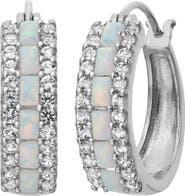 FZN Stone & White Sapphire Hoop Earrings