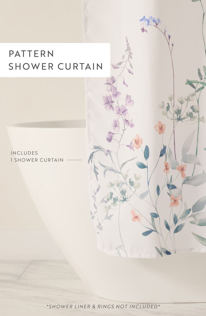 HOMESPUN Flower Print Shower Curtain, Alternate, color, 