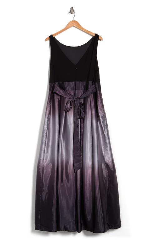 Sl Fashions Three-quarter Sleeve Jersey Bodice Ombré Satin A-line Gown In Multi