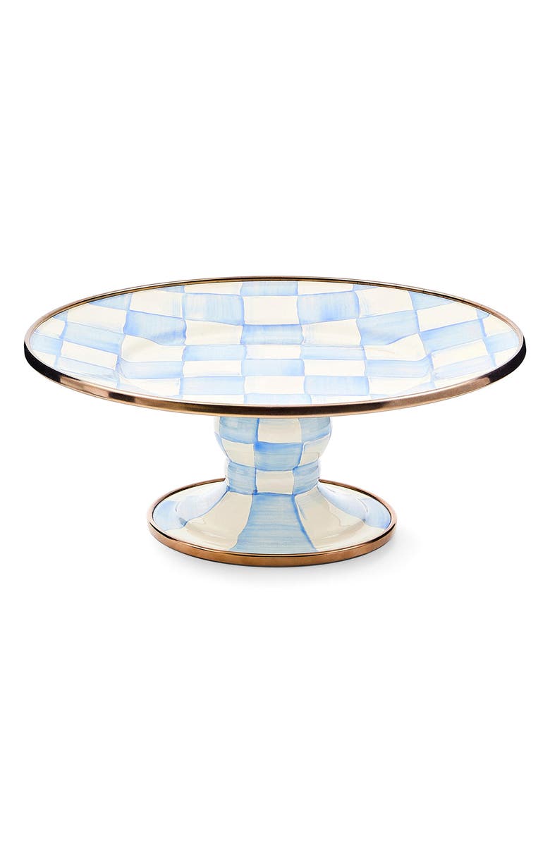 MACKENZIE CHILDS Sky Check Enameled Steel Mini Pedestal Platter, Main, color, Sky Check