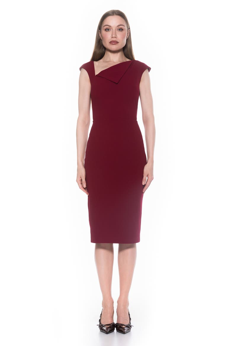 Destiny Cap Sleeve Midi Sheath Dress, Alternate, color, BURGUNDY