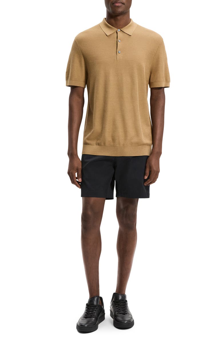 Theory Silk & Cotton Piqué Polo Sweater, Alternate, color, Fresh Khaki