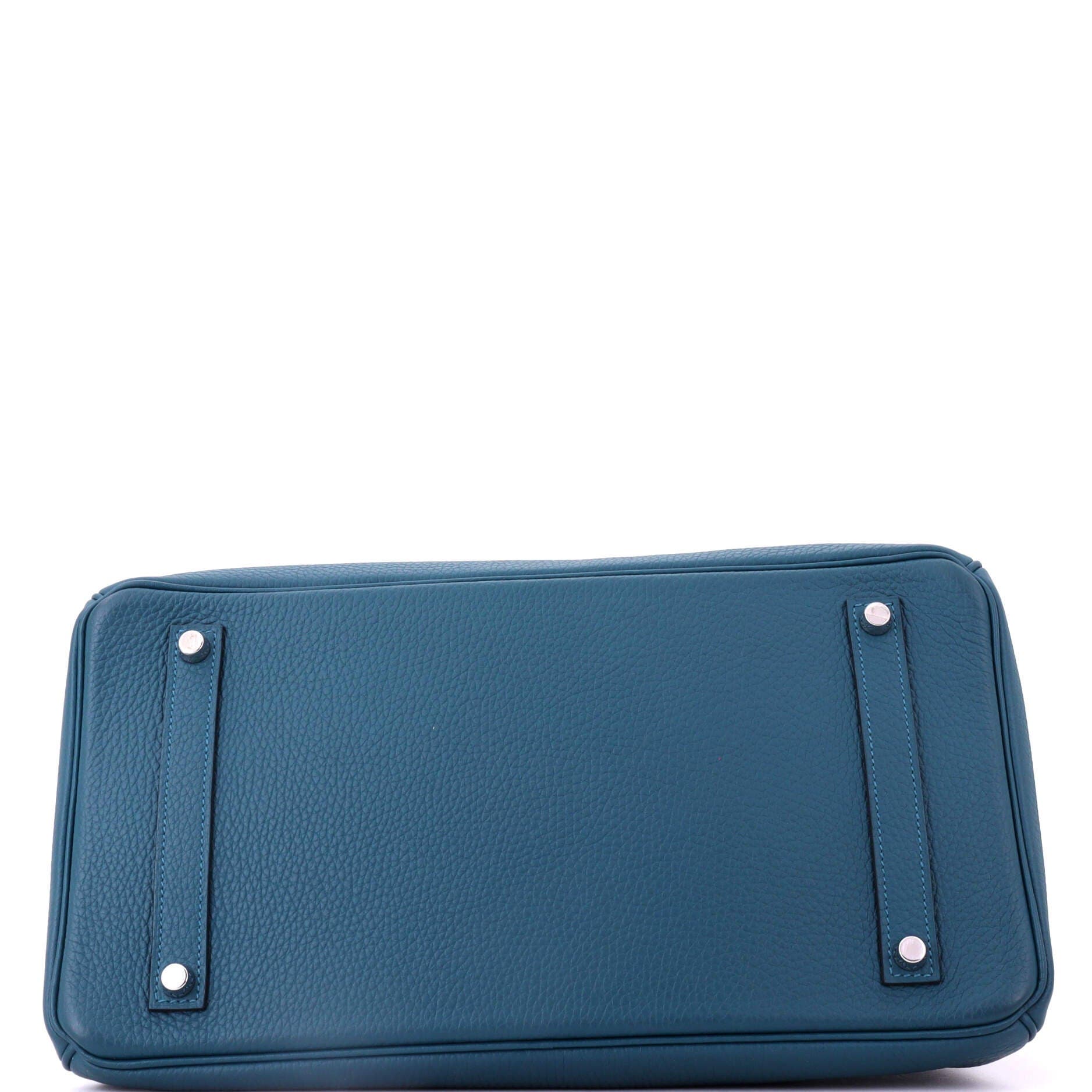 Pre-Owned Hermes Birkin Handbag Blue Clemence with Palladium Hardware 35, Alternate, color, Colvert