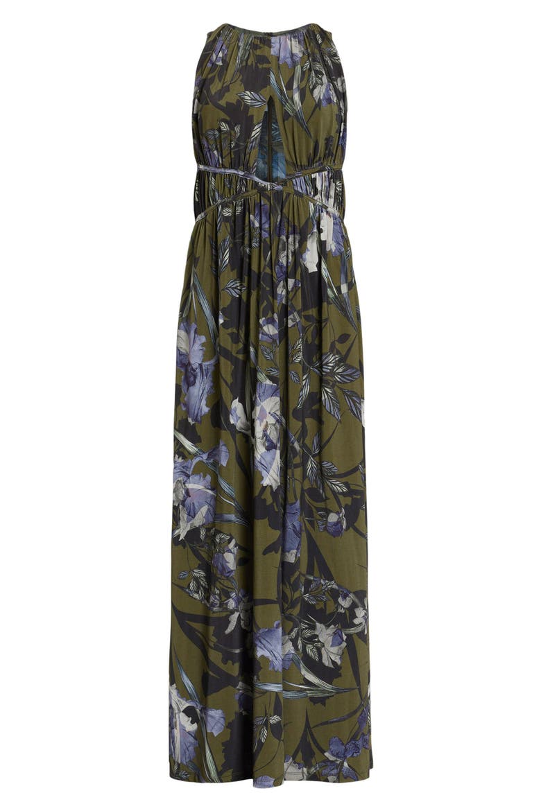 Kaya Batu Floral Print Sleeveless Dress, Alternate, color, DEEP KHAKI GREEN