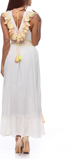 Ruffle Sleeveless Cotton Maxi Dress