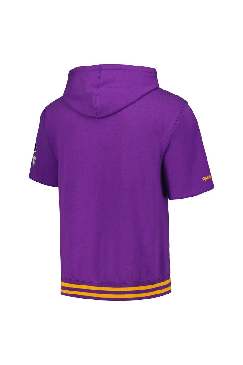 Men's Mitchell & Ness Purple Minnesota Vikings Pre-Game Short Sleeve Pullover Hoodie, Alternate, color, Purple